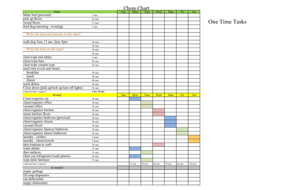 Chore Chart to get organized