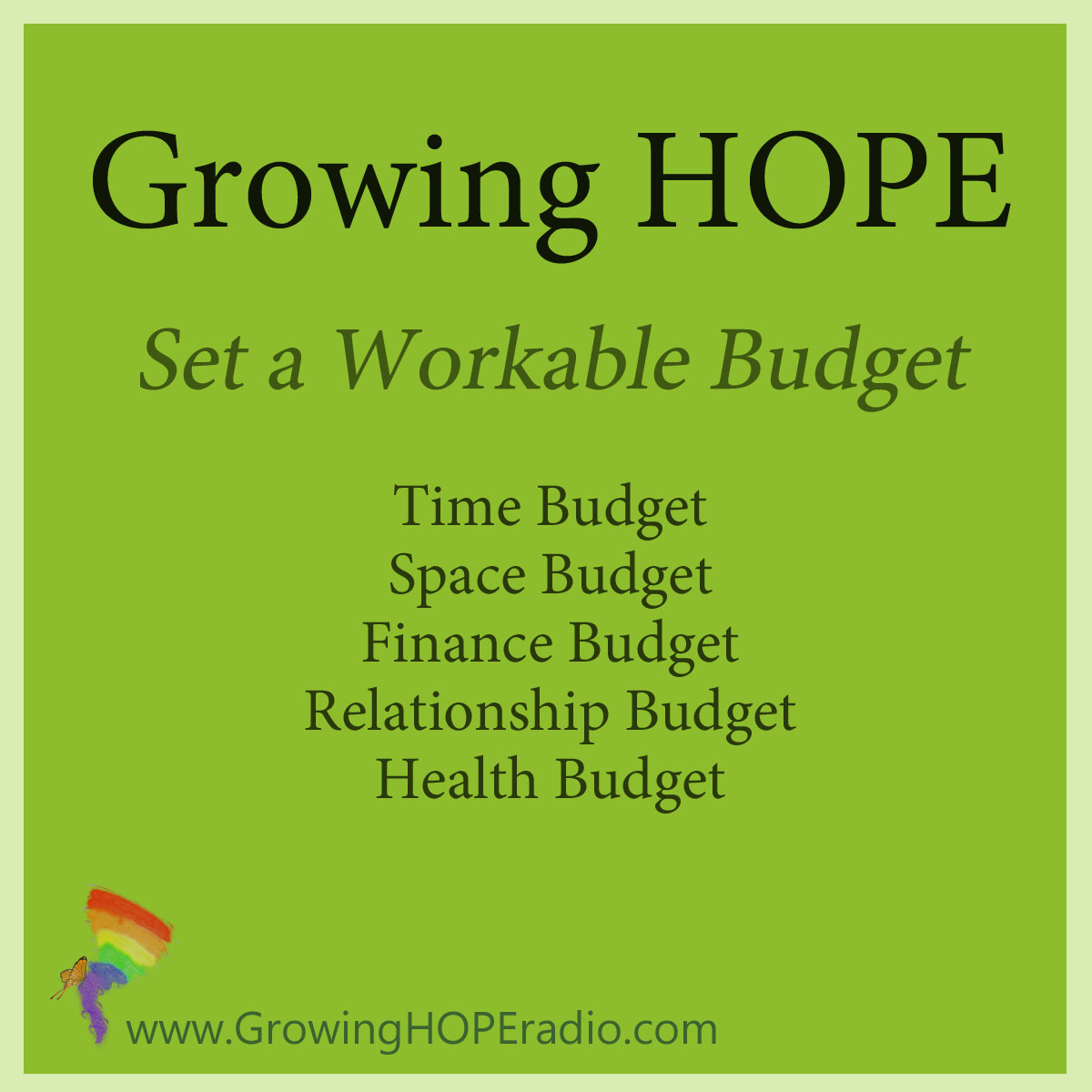 Growing HOPE Daily - set a workable budget