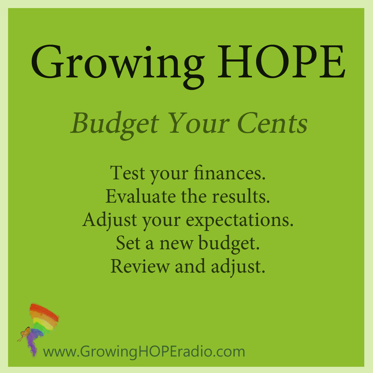 GrowingHOPE daily - five tips to budget your cents