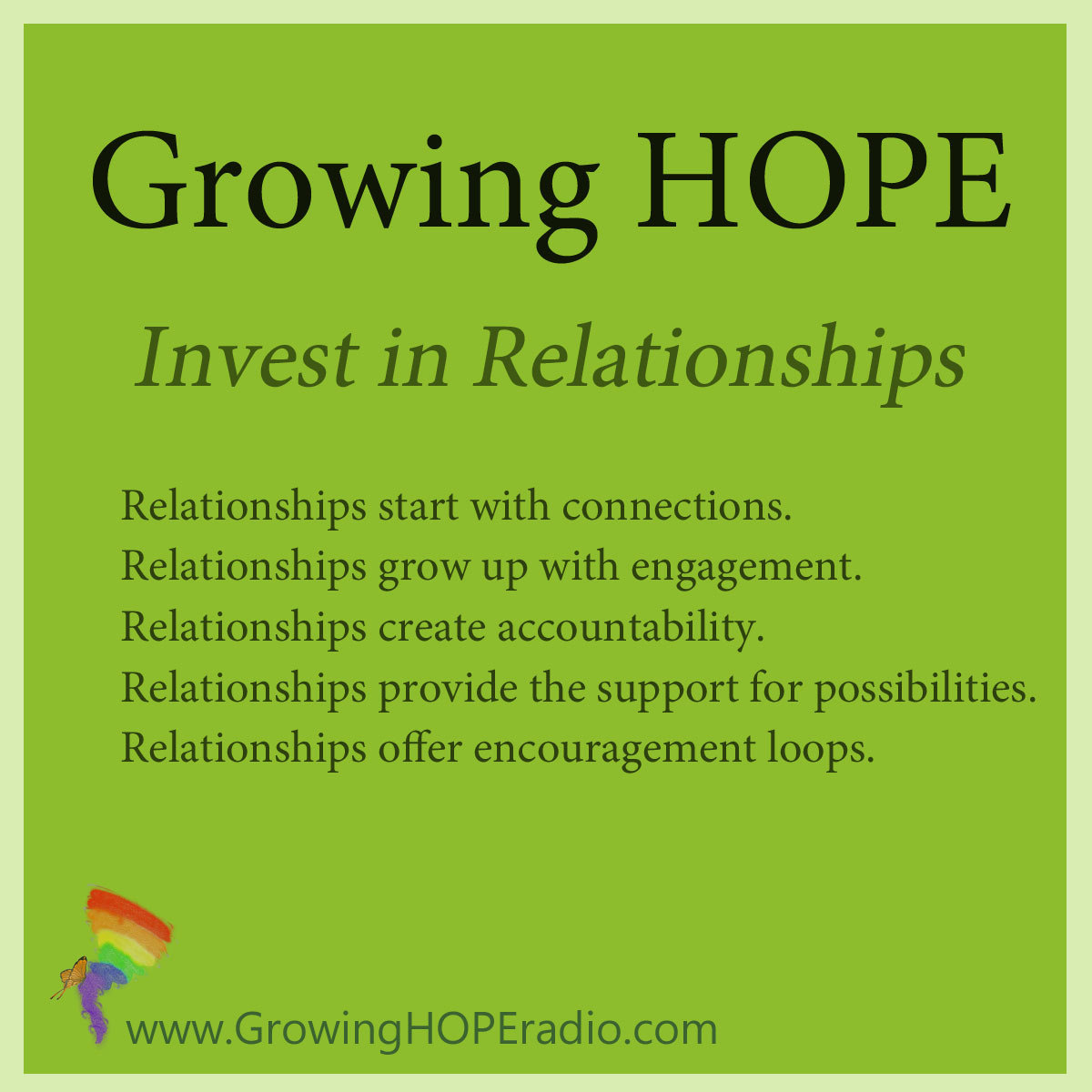#GrowingHOPE 5 points - relationships