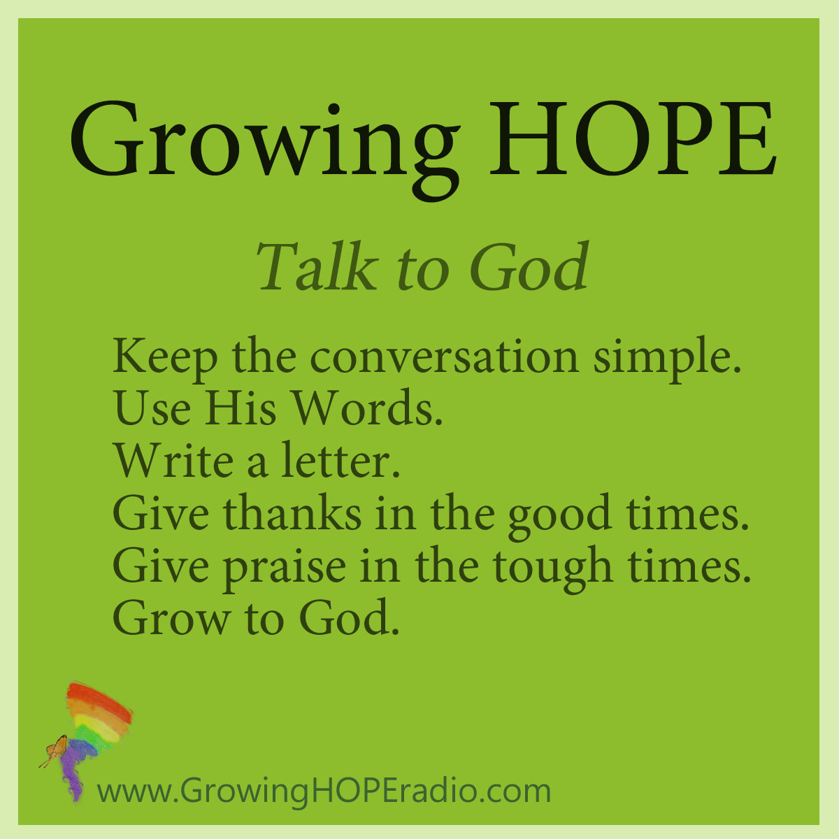 Growing HOPE Daily - 5 points - Talk to God