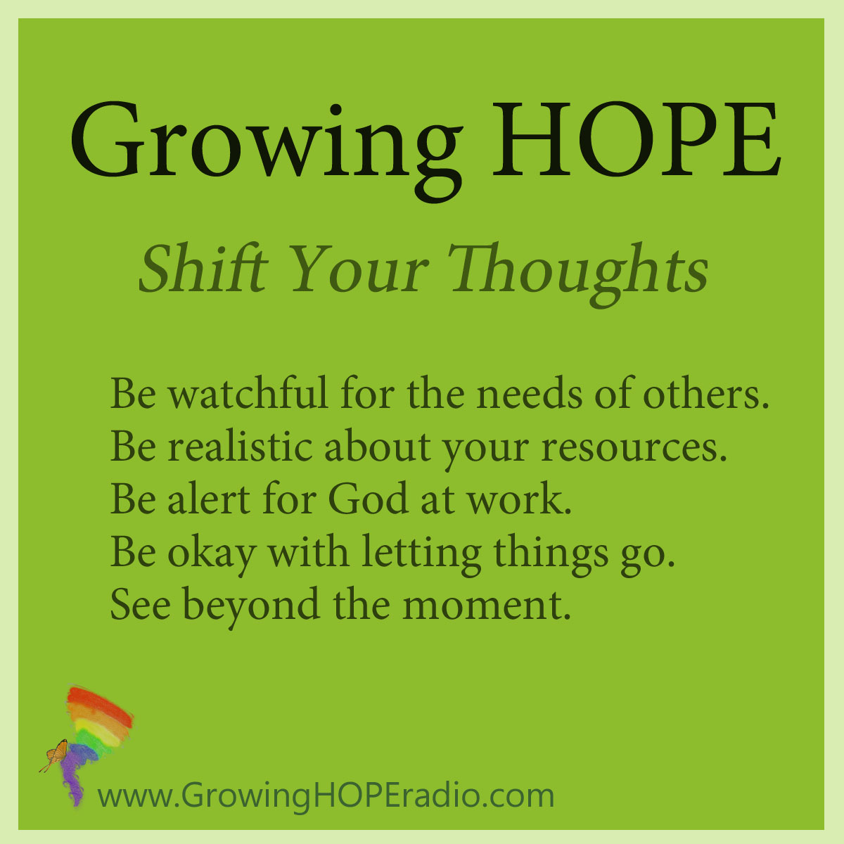 #GrowingHOPE daily - 5 points - shift the thoughts