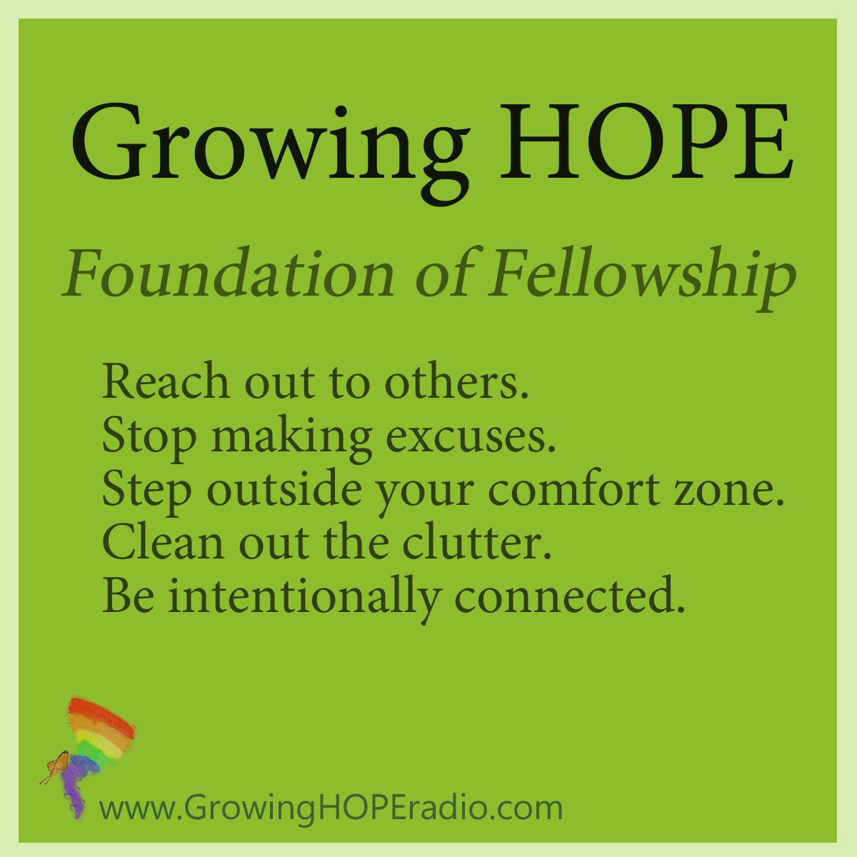 #GrowingHOPE - 5 points - foundation of fellowship