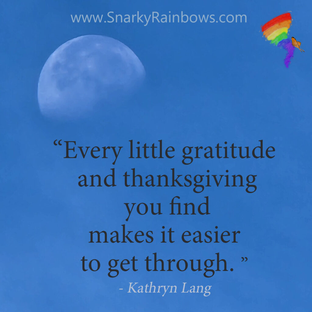 #QuoteoftheDay

Every little gratitude

and thanksgiving you find

makes it easier to get through.

- Kathryn Lang