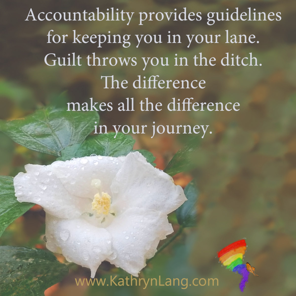 #Quoteoftheday

Accountability provides guidelines for keeping you in your lane. 
Guilt throws you in the ditch.
The difference 
makes all the difference 
in your journey.

